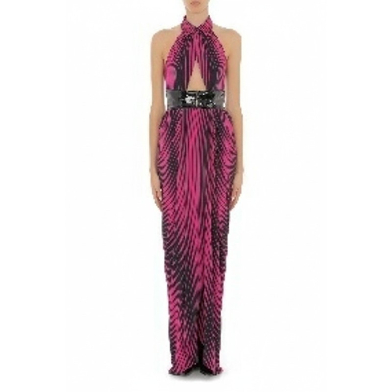Moschino Halter Cutout Maxi Dress Pink