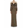 Moschino Multicolor Jacquard Off-Shoulder Gown Black