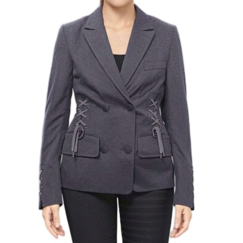 Moschino Corset Lace-Up Double-Breasted Blazer Grey