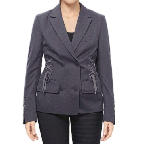 Moschino Corset Lace-Up Double-Breasted Blazer Grey