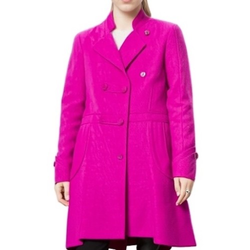 Moschino Double-Breasted Wool Coat Fuchsia
