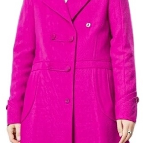 Moschino Double-Breasted Wool Coat Fuchsia