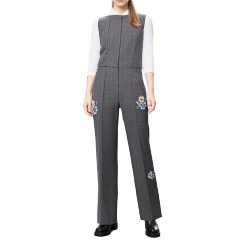 Moschino Herringbone Embroidered Jumpsuit Grey