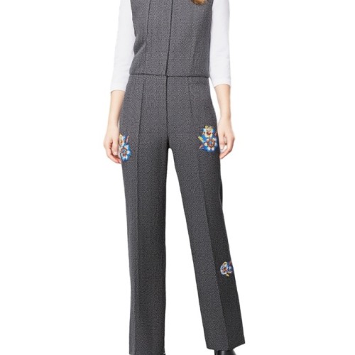 Moschino Herringbone Embroidered Jumpsuit Grey