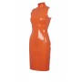 Moschino Latex-Effect Turtleneck Dress Orange