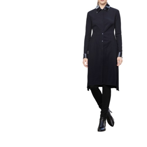 Moschino Faux Leather Trim Shirt Dress Black