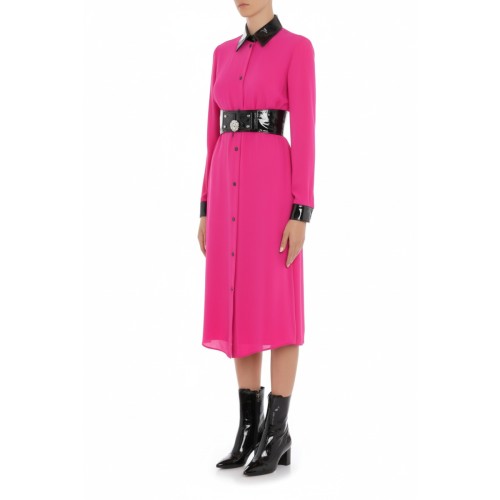 Moschino Pink Contrast Collar Midi Shirtdress