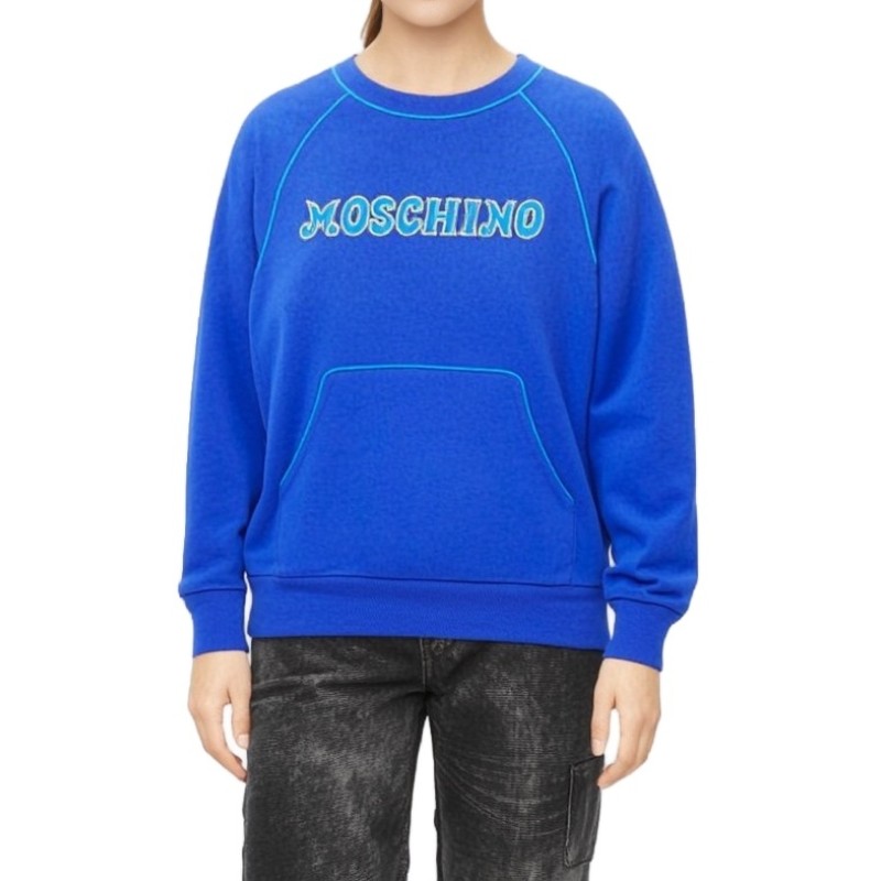 Moschino Logo Blue Cotton Sweatshirt