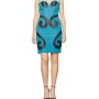 Moschino Baroque Print Bustier Dress Turquoise
