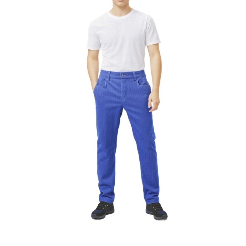 Moschino Royal Blue Cotton Trousers Men Moschino Royal Blue Cotton Trousers Men