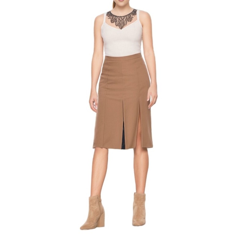 Moschino Tailored Midi Skirt Brown