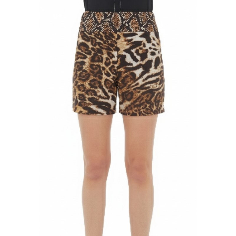 Moschino Animal Print Mixed Pattern Shorts Brown
