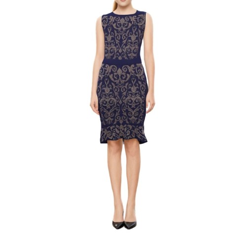 Moschino Paisley Print Bodycon Dress Navy