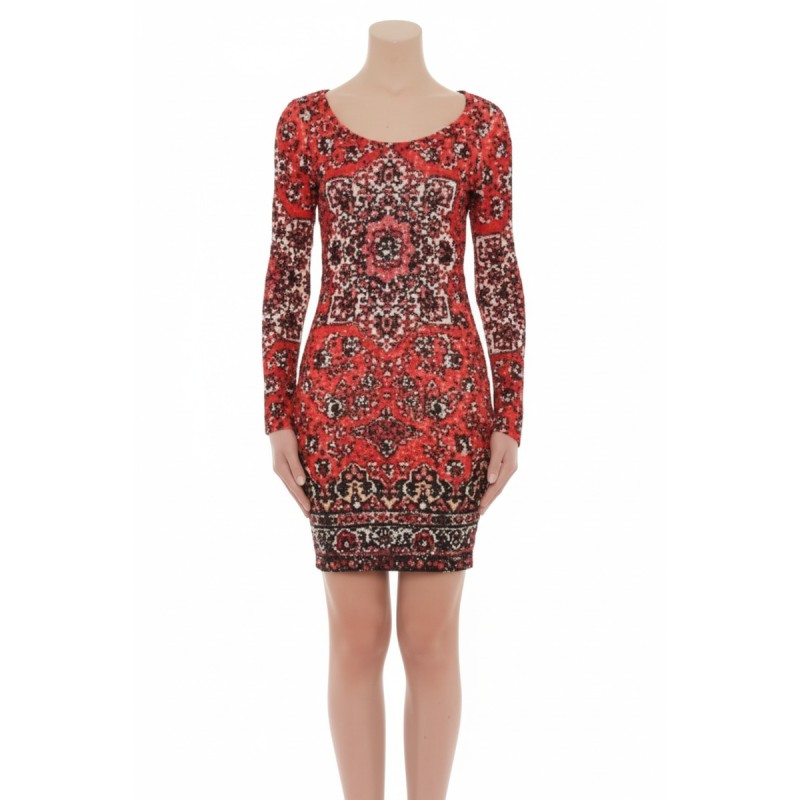 Moschino Persian Carpet Bodycon Dress Red