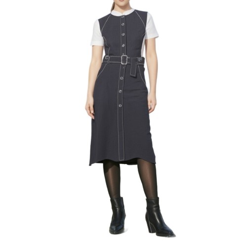 Moschino Button-Front Denim Pinafore Dress Grey