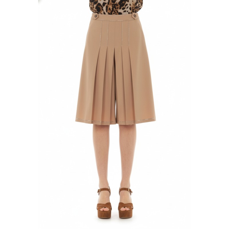 Moschino Pleated Culotte Shorts Beige