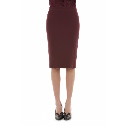 Moschino Burgundy Wool Pencil Skirt