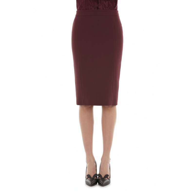 Moschino Burgundy Wool Pencil Skirt