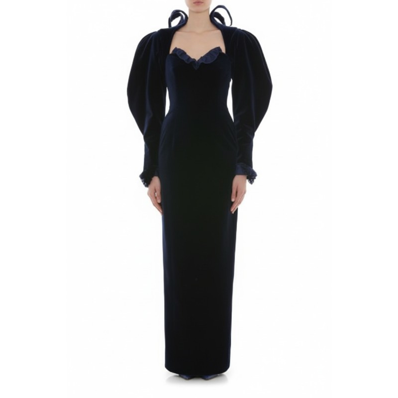 Moschino Puff Sleeve Velvet Gown Black