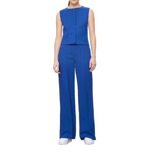 Moschino Blue Wool Wide Leg Trouser Set