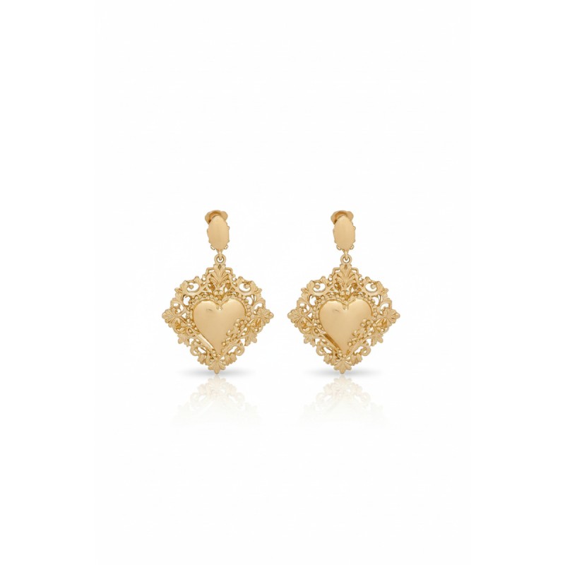 Moschino Baroque Heart Drop Earrings Gold