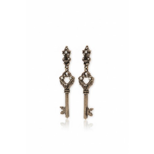 Moschino Vintage Key Drop Earrings Bronze