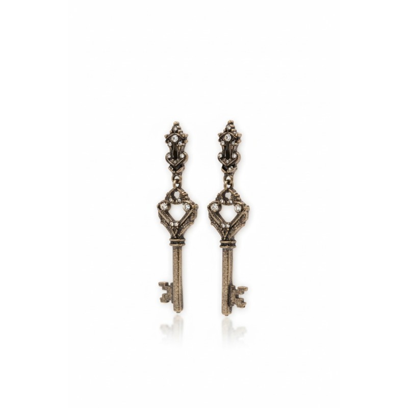 Moschino Vintage Key Drop Earrings Bronze