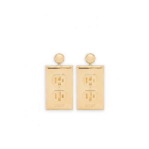Moschino Electrical Outlet Drop Earrings Gold