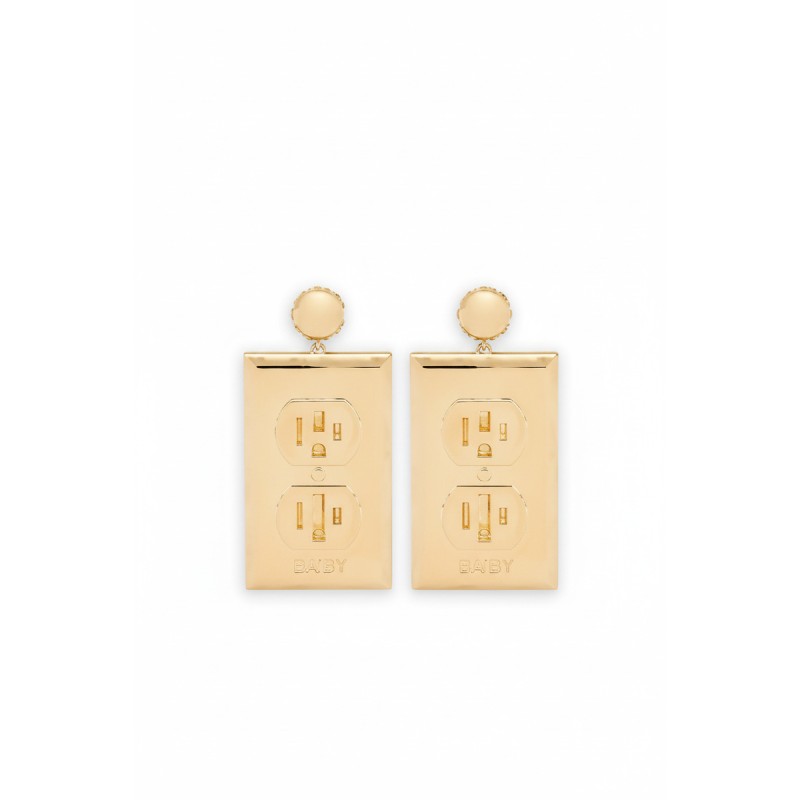 Moschino Electrical Outlet Drop Earrings Gold