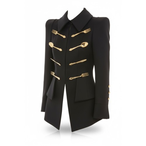 Moschino Cutlery Hardware Military Jacket Black