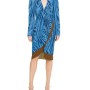 Moschino Draped Silk Fringe Dress Blue
