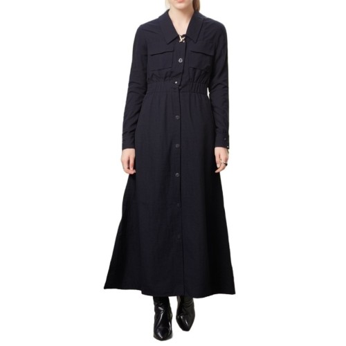 Moschino Military Button-Front Maxi Dress Navy
