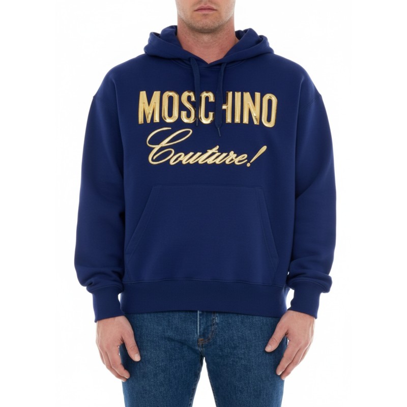 Moschino Couture Gold Logo Hoodie Navy