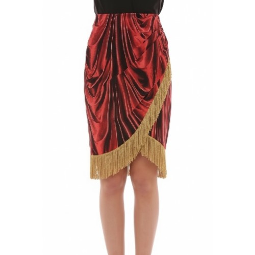 Moschino Red Velvet Fringe Skirt