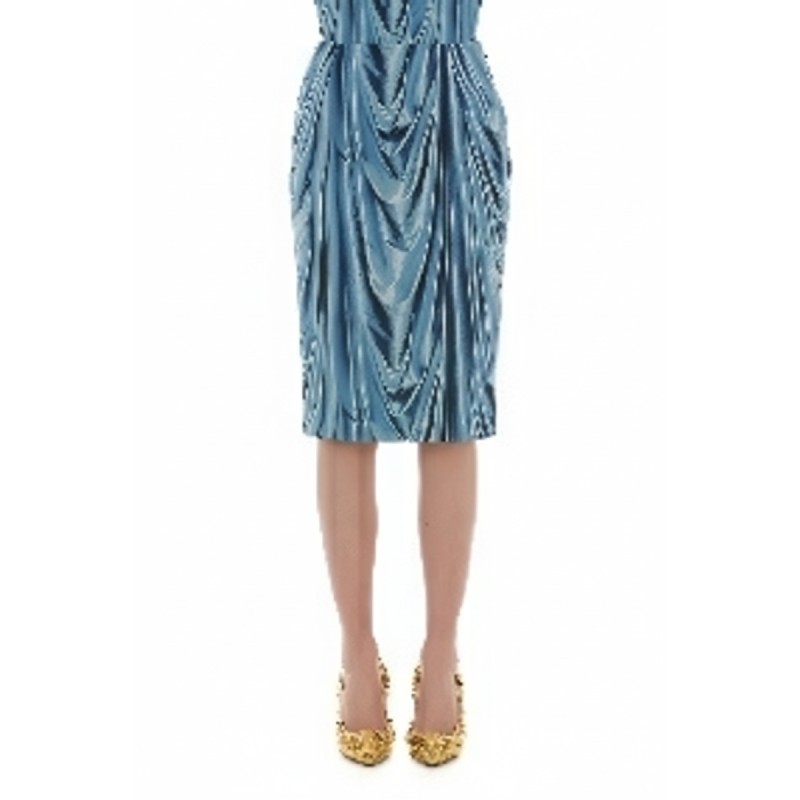 Moschino Studded Draped Midi Skirt Blue