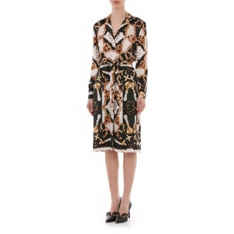 Moschino Baroque Print Silk Dress Black