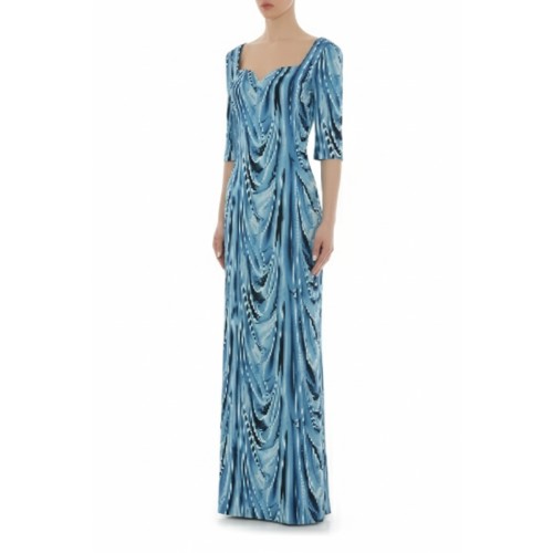 Moschino Draped Sequin Evening Gown Blue
