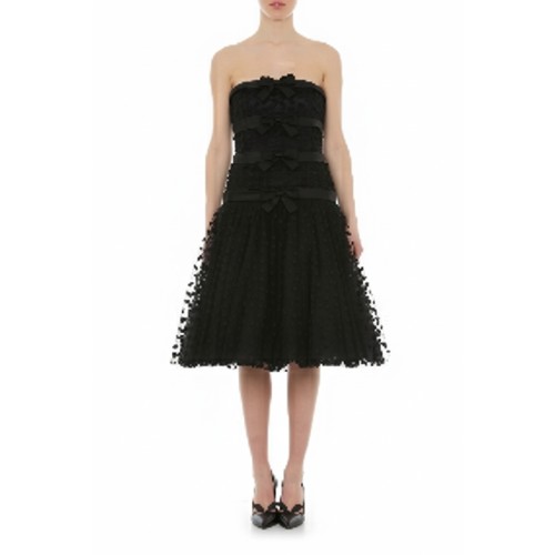 Moschino Floral Appliqué Strapless Dress Black