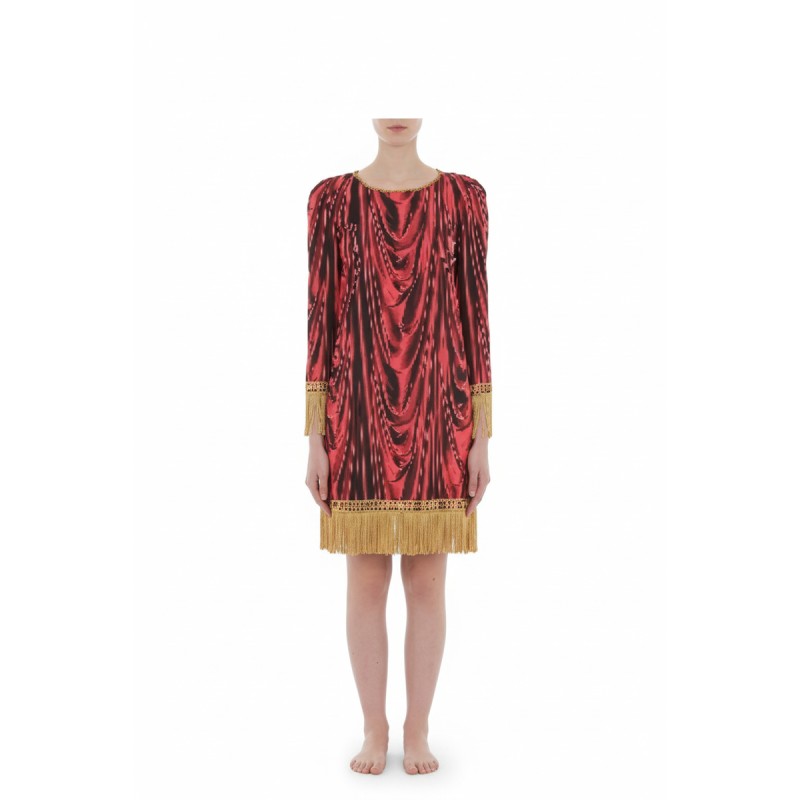 Moschino Draped Fringe Mini Dress Red