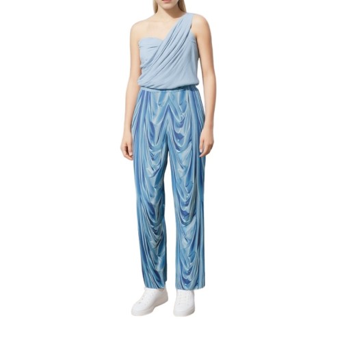 Moschino Marbled Straight Leg Trousers Blue