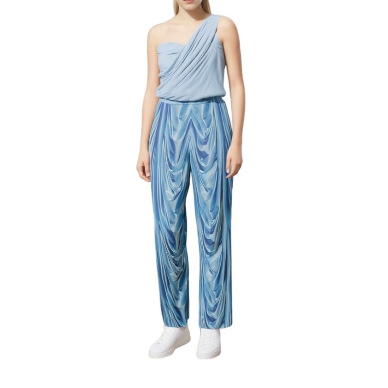 Moschino Marbled Straight Leg Trousers Blue