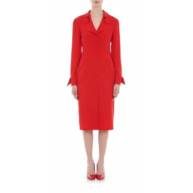 Moschino Red Button-Front Midi Dress