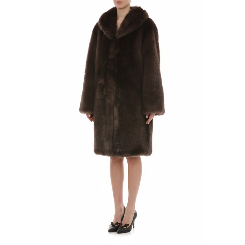 Moschino Luxurious Brown Fur Coat