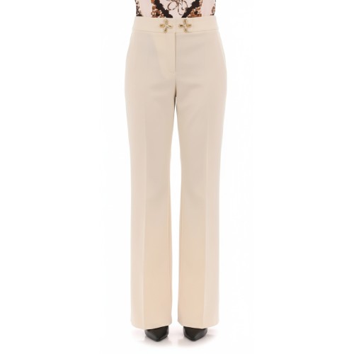Moschino Cross Button High Waist Trousers Beige