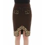 Moschino Embroidered Brown Pencil Skirt
