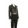 Moschino Black Cropped Leather Moto Jacket