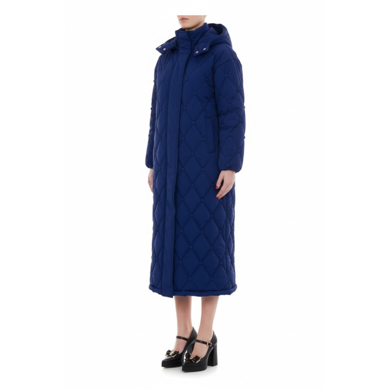 Moschino Navy Quilted Maxi Coat