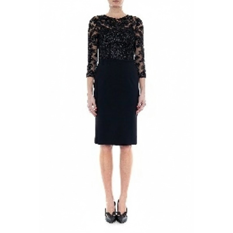 Moschino Sequined Lace Cocktail Dress Black