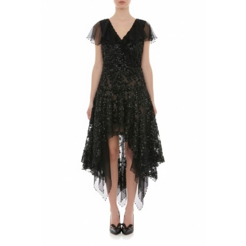 Moschino Sequined High-Low Dress Black