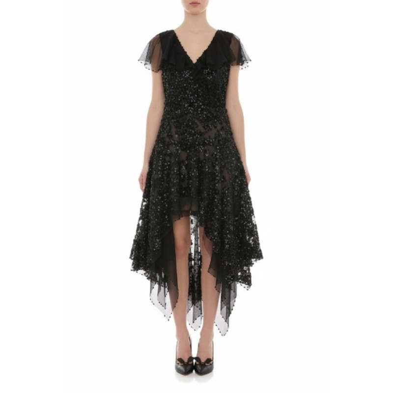 Moschino Sequined High-Low Dress Black